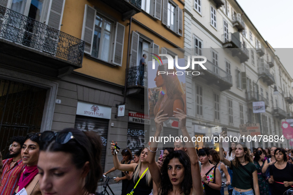 08/09/2023 Torino, Italy.
 Demonstration against femicides organized by the feminist collective ''Non Una di meno'' in Turin.
Italy is one o...