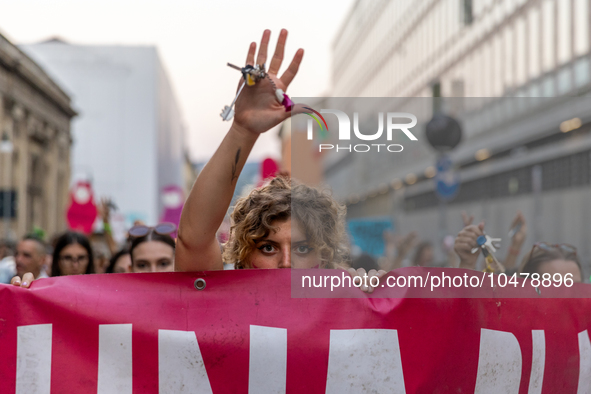 08/09/2023 Torino, Italy.
 Demonstration against femicides organized by the feminist collective ''Non Una di meno'' in Turin.
Italy is one o...