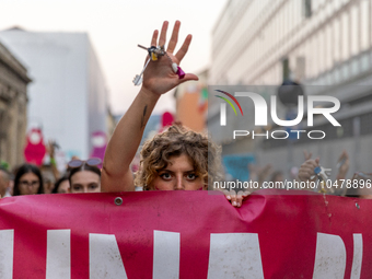 08/09/2023 Torino, Italy.
 Demonstration against femicides organized by the feminist collective ''Non Una di meno'' in Turin.
Italy is one o...