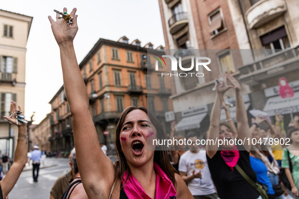 08/09/2023 Torino, Italy.
 Demonstration against femicides organized by the feminist collective ''Non Una di meno'' in Turin.
Italy is one o...