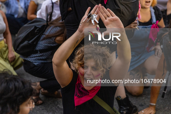 08/09/2023 Torino, Italy.
 Demonstration against femicides organized by the feminist collective ''Non Una di meno'' in Turin.
Italy is one o...