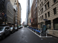 Twenty-two years after the collapse of the World Trade Center towers, construction is completed on Greenwich Street near Rector Street in Ne...