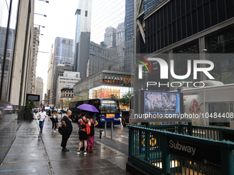 Traffic along Church Street passes the Cortlandt Street subway station across from Three World Trade Center in New York, New York, Saturday,...