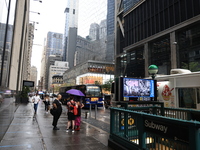 Traffic along Church Street passes the Cortlandt Street subway station across from Three World Trade Center in New York, New York, Saturday,...