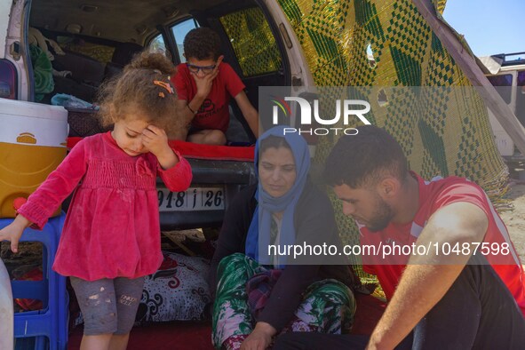 A family stranded after the hearthquake destryed their house in Amizmiz, just a few dozen kilometers away from the epicenter of the earthqua...