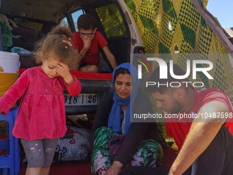 A family stranded after the hearthquake destryed their house in Amizmiz, just a few dozen kilometers away from the epicenter of the earthqua...