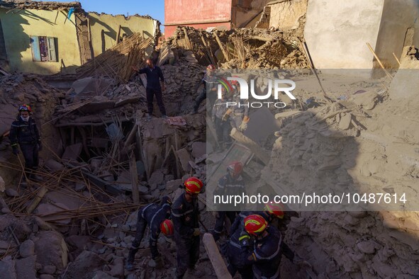 Rescuers hunt for survivors in Amizmiz, just a few dozen kilometers from the epicenter of the earthquake that shook Morocco. 