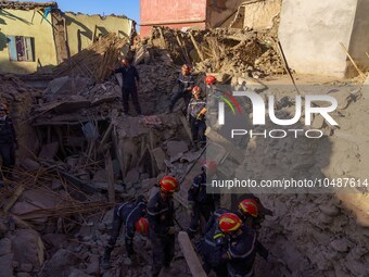 Rescuers hunt for survivors in Amizmiz, just a few dozen kilometers from the epicenter of the earthquake that shook Morocco. (