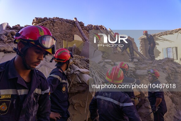 Rescuers hunt for survivors in Amizmiz, just a few dozen kilometers from the epicenter of the earthquake that shook Morocco. 