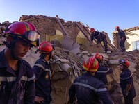 Rescuers hunt for survivors in Amizmiz, just a few dozen kilometers from the epicenter of the earthquake that shook Morocco. (