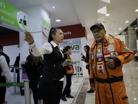 Hector Mendez, better known as El Chino, head and founder of the Azteca Topos International Rescue Brigade, arrives at the Mexico City Inter...