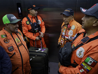 Topos Azteca International Rescue Brigade inside the Mexico City International Airport, before traveling to Morocco and helping in search an...