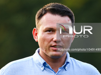 Co-leader of the Confederation Liberty and Independence party (Konfederacja), Slawomir Mentzen, is seen during a pre-election rally in Krako...