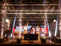 Leaders of the Confederation Liberty and Independence party (Konfederacja), Krzysztof Bosak and Slawomir Mentzen, are seen during a pre-elec...