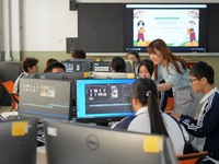 YANTAI, CHINA - SEPTEMBER 8, 2023 - Students perform a short video production training at Yantai Vocational College of Culture and Tourism i...