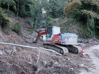 The aftermath of the fierce rainstorms hit central Greece showing the damage from the floods while roads are still covered by floodwater and...