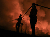 A peatland fire occurred on the side of the Palembang-Inderalaya toll road on Tuesday, September 12, 2023. (