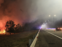 A peatland fire occurred on the side of the Palembang-Inderalaya toll road on Tuesday, September 12, 2023. (