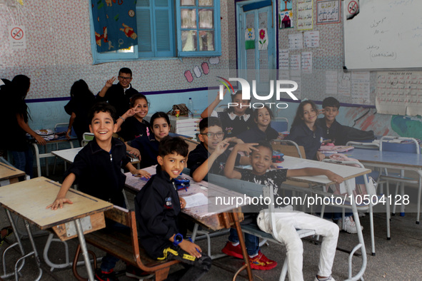 Children sit in a classroom as the 2023-2024 academic year begins for Tunisian students after the summer holiday in Tunis, Tunisia on Septem...