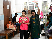 Patients suffering from dengue fever are being treated inside the Mugdha General Hospital's admission section in Dhaka, Bangladesh on Septem...