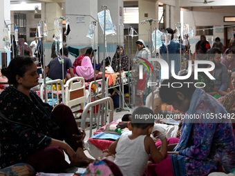 Patients suffering from dengue fever are being treated inside the Mugdha General Hospital's admission section in Dhaka, Bangladesh on Septem...