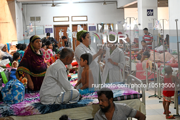 Patients suffering from dengue fever are being treated inside the Mugdha General Hospital's admission section in Dhaka, Bangladesh on Septem...