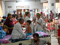 Patients suffering from dengue fever are being treated inside the Mugdha General Hospital's admission section in Dhaka, Bangladesh on Septem...