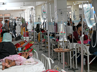 Patients suffering from dengue fever are being treated inside the Mugdha General Hospital's admission section in Dhaka, Bangladesh on Septem...