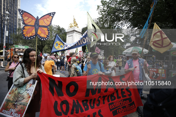 Thousands representing various groups participate in the ''End of Fossil Fuels'' protest across Midtown Manhattan on September, 17,2023 in N...