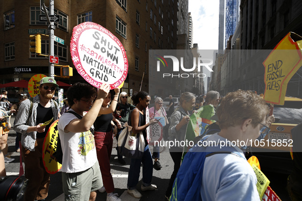 Thousands representing various groups participate in the ''End of Fossil Fuels'' protest across Midtown Manhattan on September, 17,2023 in N...