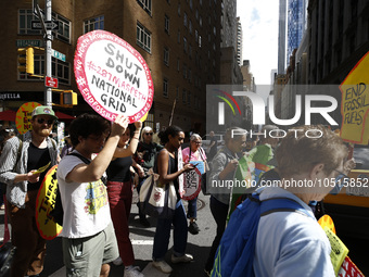 Thousands representing various groups participate in the ''End of Fossil Fuels'' protest across Midtown Manhattan on September, 17,2023 in N...