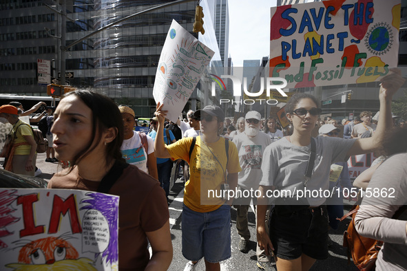 Thousands representing various groups participate in the ''End of Fossil Fuels'' protest across Midtown Manhattan on September, 17,2023 in N...