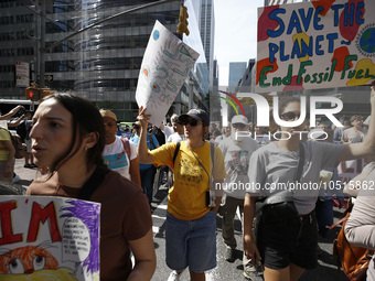 Thousands representing various groups participate in the ''End of Fossil Fuels'' protest across Midtown Manhattan on September, 17,2023 in N...