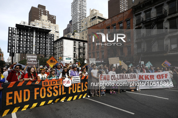 Thousands representing various groups participate in the ''End of Fossil Fuels'' protest across Midtown Manhattan on September, 17,2023 in N...