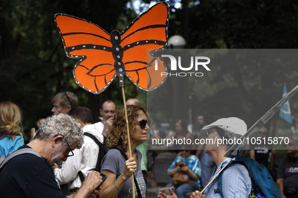 Thousands representing various groups participate in the ''End of Fossil Fuels'' protest across Midtown Manhattan on September, 17,2023 in N...