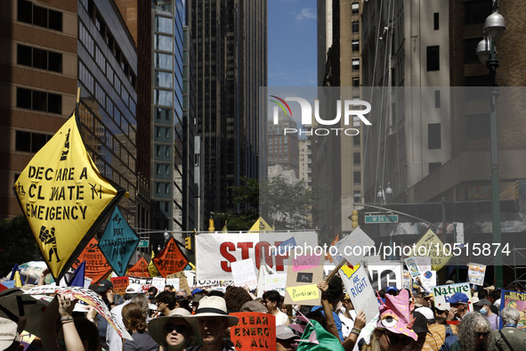 Thousands representing various groups participate in the ''End of Fossil Fuels'' protest across Midtown Manhattan on September, 17,2023 in N...