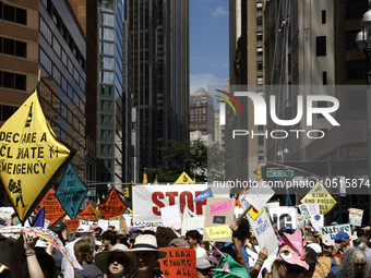 Thousands representing various groups participate in the ''End of Fossil Fuels'' protest across Midtown Manhattan on September, 17,2023 in N...