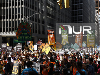 Thousands representing various groups participate in the ''End of Fossil Fuels'' protest across Midtown Manhattan on September, 17,2023 in N...