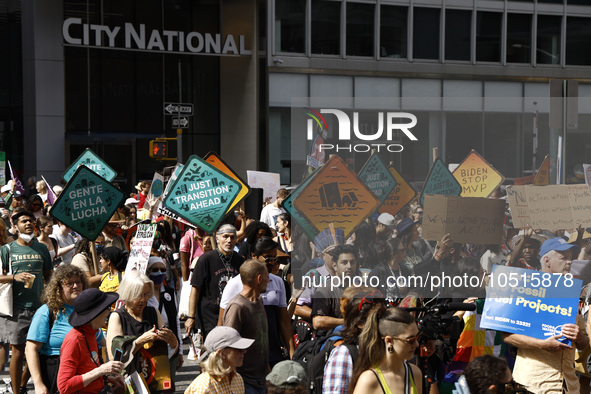 Thousands representing various groups participate in the ''End of Fossil Fuels'' protest across Midtown Manhattan on September, 17,2023 in N...