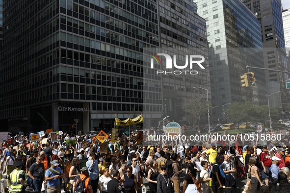 Thousands representing various groups participate in the ''End of Fossil Fuels'' protest across Midtown Manhattan on September, 17,2023 in N...