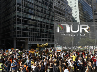 Thousands representing various groups participate in the ''End of Fossil Fuels'' protest across Midtown Manhattan on September, 17,2023 in N...