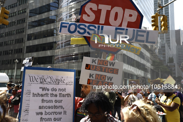 Thousands representing various groups participate in the ''End of Fossil Fuels'' protest across Midtown Manhattan on September, 17,2023 in N...