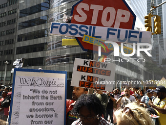 Thousands representing various groups participate in the ''End of Fossil Fuels'' protest across Midtown Manhattan on September, 17,2023 in N...