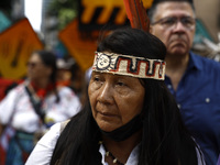 An indigenous person marches among thousands representing various groups participate in the ''End of Fossil Fuels'' protest across Midtown M...