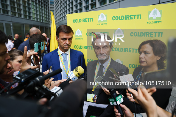 Attilio Fontana attends the regional assembly of Coldiretti at Palazzo Lombardia on September 15, 2023 in Milan, Italy 