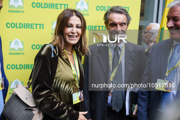 Daniela Santanche and Attilio Fontana attend the regional assembly of Coldiretti at Palazzo Lombardia on September 15, 2023 in Milan, Italy 