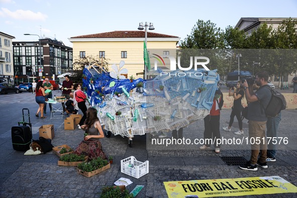 A moment of the Fridays For Future demonstration on September 15, 2023 in Milan, Italy. 