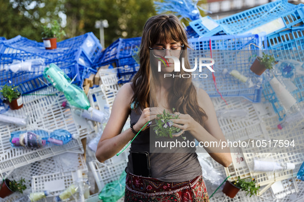 A moment of the Fridays For Future demonstration on September 15, 2023 in Milan, Italy. 