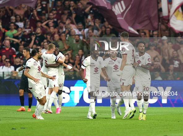 Alessandro Buongiorno of Torino Fc celebrate the goal during the Serie A TIM match between US Salernitana and Torino FC in Salerno, Italy, o...