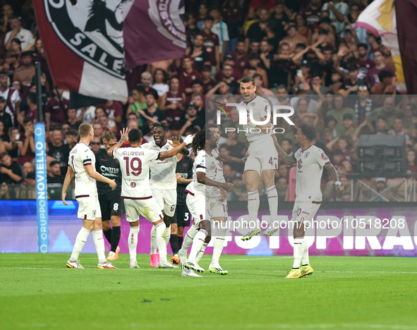 Alessandro Buongiorno of Torino Fc celebrate the goal during the Serie A TIM match between US Salernitana and Torino FC in Salerno, Italy, o...